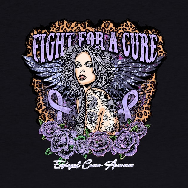 Fight For A Cure Esophageal Cancer Awareness Leopard Beautiful Woman with wings Supporting gift for Esophageal Cancer by StevenPeacock68